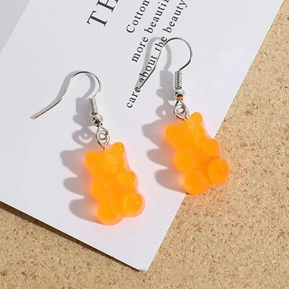 🆕Orange Candy Gummy Bear Dangle Earrings - Picture 2 of 6